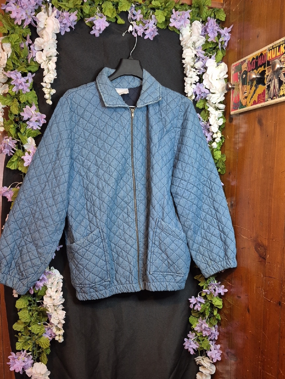 Blair Quilted Denim-Blue Zip Puffer Jacket